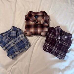 Lot -Casual Button Down Shirts - Blue, Red, Purple Plaid